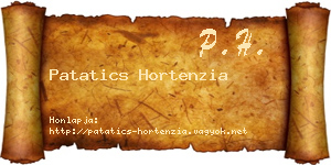 Patatics Hortenzia névjegykártya